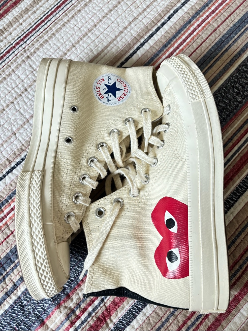 CONVERSE X PLAY COMME des GARÇONS, OFF WHITE, size 7M/9W - Picture 3 of 10